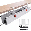 Under Desk Cable Management Tray 36" — No Drill Clamp-On Cord Organizer for Desk with Built-in Ties, Heavy Duty Metal Clamp, Foldable 600D Oxford Fabric for Home Office, WFH & Gaming PC Setup (White) by Unknown
