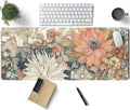 Japanese Minimalist Floral Desk Mat Aesthetic Flowers XL Large Extended Gaming Mouse Pad with Stitched Edges, Big Laptop Computer Keyboard and Mouse Mat for Girl Women Office Decor 31.5x11.8 in by TENG+DA+QING