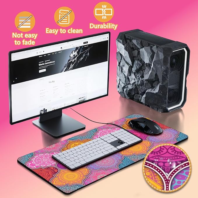 Mouse Pad Gaming - Desk Mat for Keyboard and Mouse - Large Mouse Pads for Desk, Gaming Mousepad with Non-Slip Base, Desks Pad (31.5" X 11.8") for Game, Office and Home - Image 4