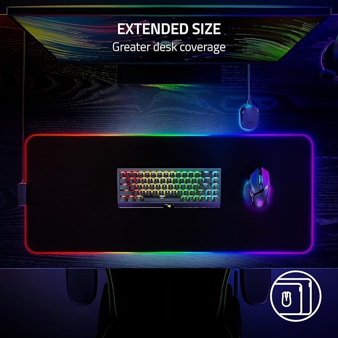 Razer Strider Chroma Hybrid Gaming Mouse Mat with Chroma RGB | Hybrid Soft/Hard Mat, 19 Razer Chroma RGB Lighting Zones, Warp and Water-Resistant, Anti-Slip Base, Seamless Edges - Image 4