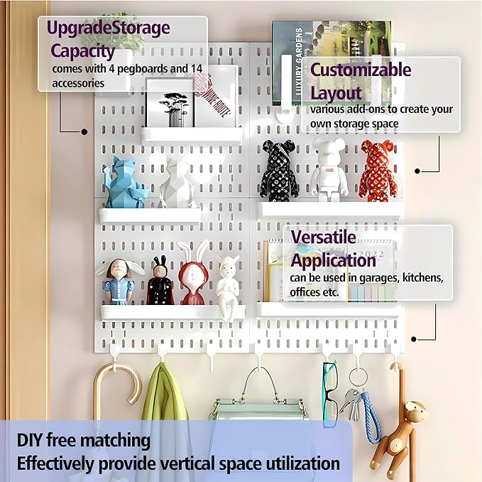 Pegboard Combination Kit, Modular White Wall Organizer | 4 Pegboards & Accessories, Gaming Office Wall Storage, Crafts Displays - Image 3