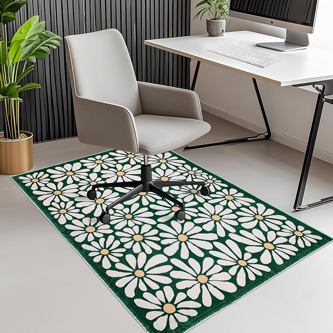 SHIYUE Office Chair Mat for Hardwood/Tile Floor Carpet, 36"x48" Computer Desk for Rolling Chairs Protector Gaming Non Slip Under TPR Backing Rug(Dark Green Floral) by LovingLifeGifts