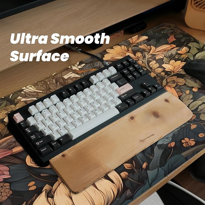 Gaming Mouse Pad with Anti-Slip Rubber Base, Extended Large Computer Mouse Mat with Stitched Edges, Long XL Anime Mousepad for Laptop and Keyboard, 31.5 x 11.8 inch (Wildflowers) - Image 5