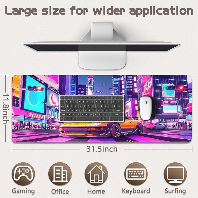 Gaming Mouse Pad - (31.5"×11.8") Sports Car Large Mouse Pads for Desk - Desk Mat for Keyboard and Mouse with Non-Slip Base, Desks Pad Matfor Game/Office & Home - Image 5