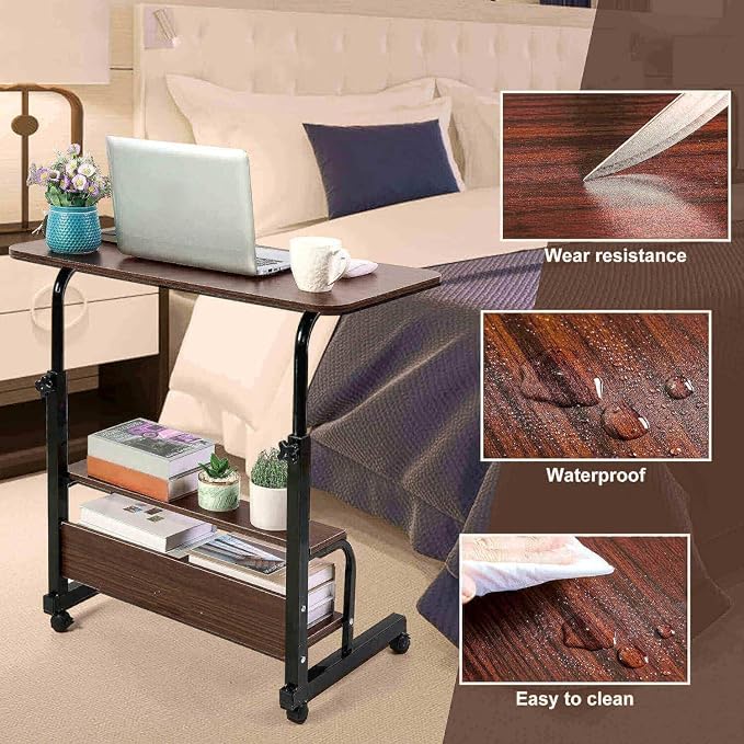 Adjustable Movable Standing Desk on Wheels Brown 31.5 * 15.7 Inch - Image 5