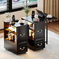 Dystler Rolling Side Table Set of 2 on Wheels, with Charging & LED Lights by CraftYourIdealHomeLife