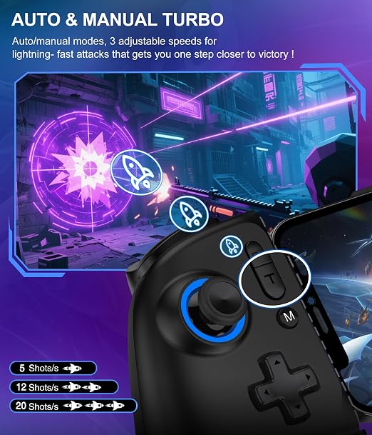 LIFUFUTEE Mobile Gaming Controller for iPhone/Android, Wireless Phone Controller with Hall Joysticks/Triggers, Mobile Controller Support Phone Case for Xbox Game Pass, Steam Link & More, Black - Image 8