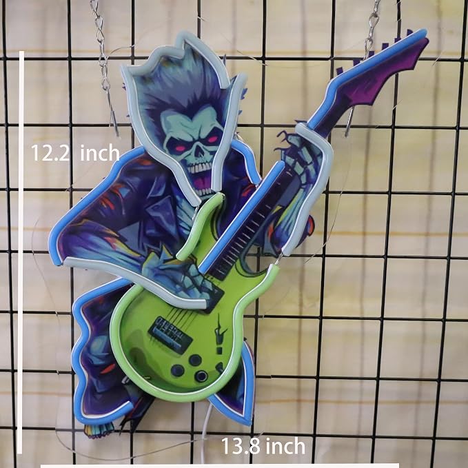 Zombie Playing Electric Guitar Neon Sign Music Led Light Up Sign Pop Art With UV Printed background Room Wall Decor Man Gaming Room, Kids Room, Bar Decoration, Birthday Party Gifts - Image 4