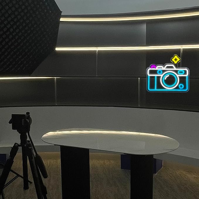 Camera Neon Sign Dimmable LED Light Up Wall Decor Multi-Color Retro Photography Studio Art Vintage Vlogger Background Accessory for Bedroom, Gaming Room, Store Photographer Gifts(13.3 * 12.2in) - Image 4