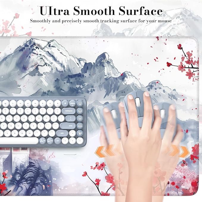 iCasso Desk Protector Mat Large Japanese Mouse Pad,Sakura | Stable Rubber Base Mousepad with Stitched Edges, Keyboard Mouse Mat Desk Pad for Work, Office, Home - Image 4