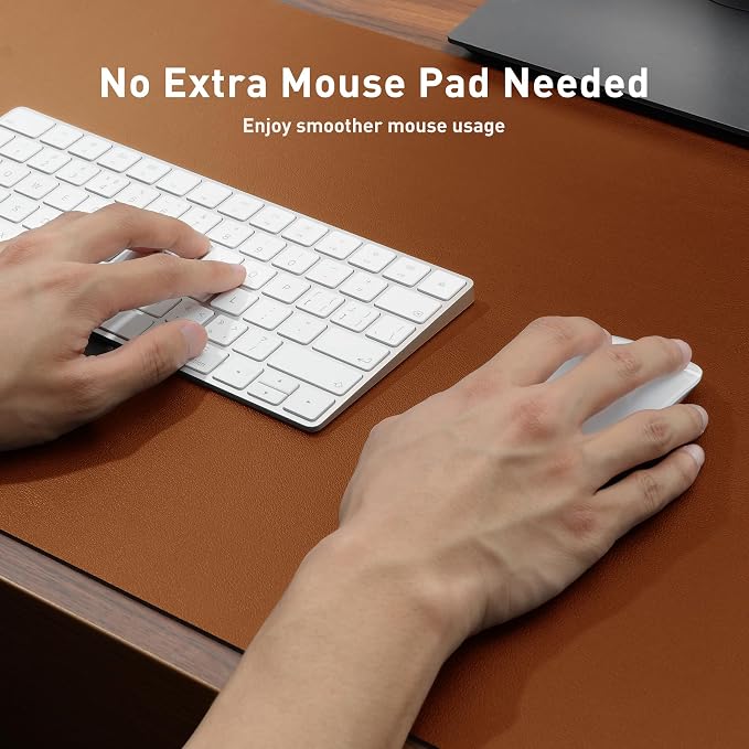 Aothia Leather Desk Pad Protector, Mouse Pad, Office Desk Mat, Non-Slip PU Leather Desk Blotter, Laptop Desk Pad, Waterproof Desk Writing Pad for Office and Home (Brown,23.6" x 13.7") - Image 4