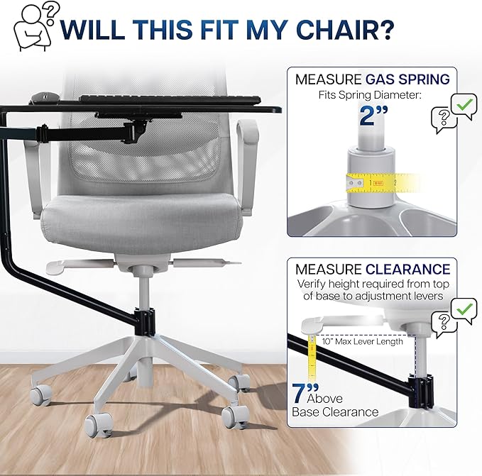 VIVO Office Chair Mounted 26 x 12 Inch Keyboard and Mouse Tray, Ergonomic Tilt, Full Motion 360 Degree Rotation, Black, MOUNT-KB08C - Image 5