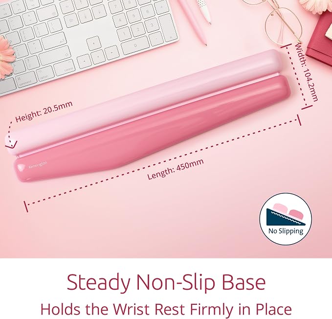 Kensington Duo Gel Mountain Wrist Rest for Keyboard, Wrist Pad for Full Size Keyboard, Ergonomic Wrist Pad for Computer, Non-Skid Computer Pad with Wrist Support, Pink K62677WW, 17.7" x 4.1"x 0.8” - Image 6
