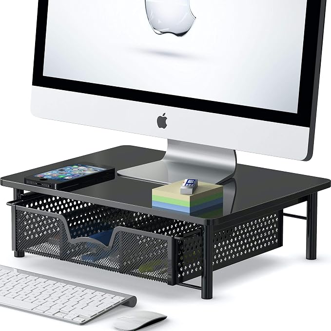 Simple Houseware Computer Monitor Riser with Drawer, Black by SimpleHouseware
