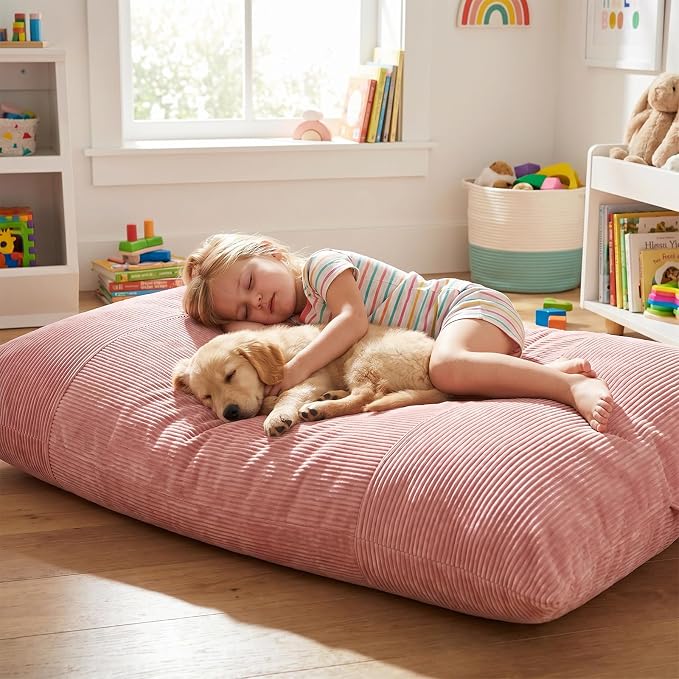 HUGHEAVEN Comfy 3-in-1 Kids Bean Bag Chair, Removable Cover Floor Chair | Convertible chair folds from bean bag to lounger. High-density foam floor couch & sofa, perfect for gaming or reading nook. - Image 6