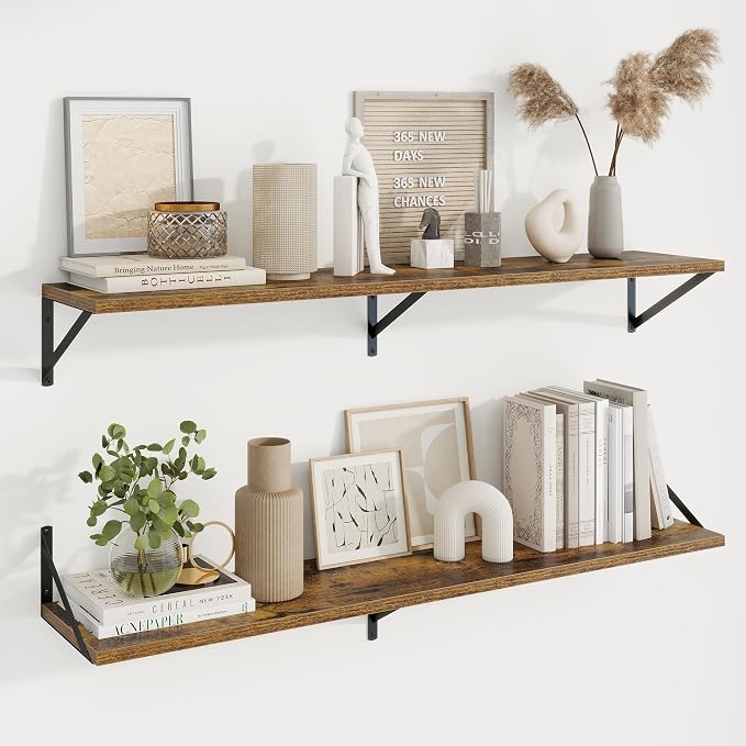 Axeman Deep Floating Shelves, 48'' x 10'' Brown Wall Shelves Set of 2 by Axeman