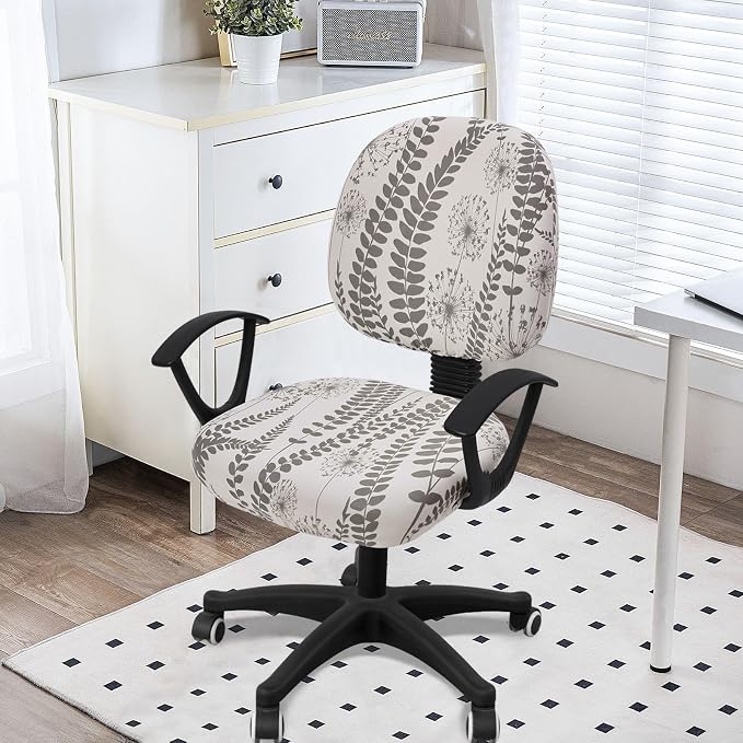 Smiry Stretch Printed Office Computer Desk Chair Covers for Seat & Backrest | Stretch Fit, Soft Fabric Universal Washable Removable, Anti-Dust Rotating Chair Slipcovers Protector - Image 2