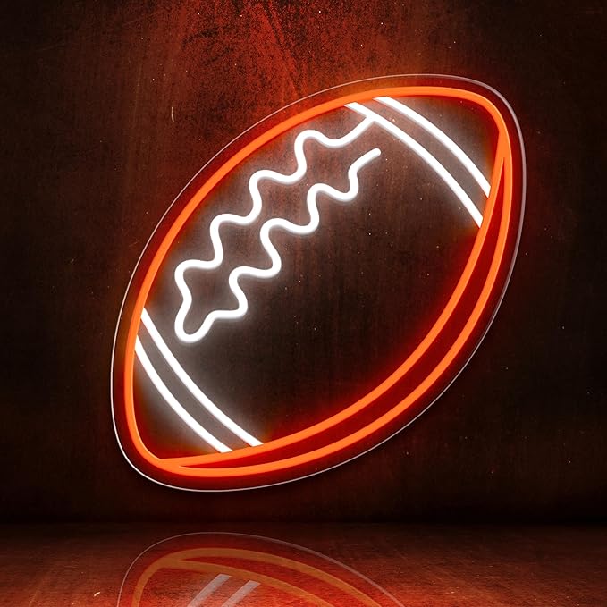 CULOIS Football Neon Sign for Wall Decor,Football-Shaped Neon Light, Football LED Signs for Man Cave, Teens, Boys, and Girls' Bedrooms and Game Rooms. Neon Wall Signs Gift for Football Fans Teens by CULOIS