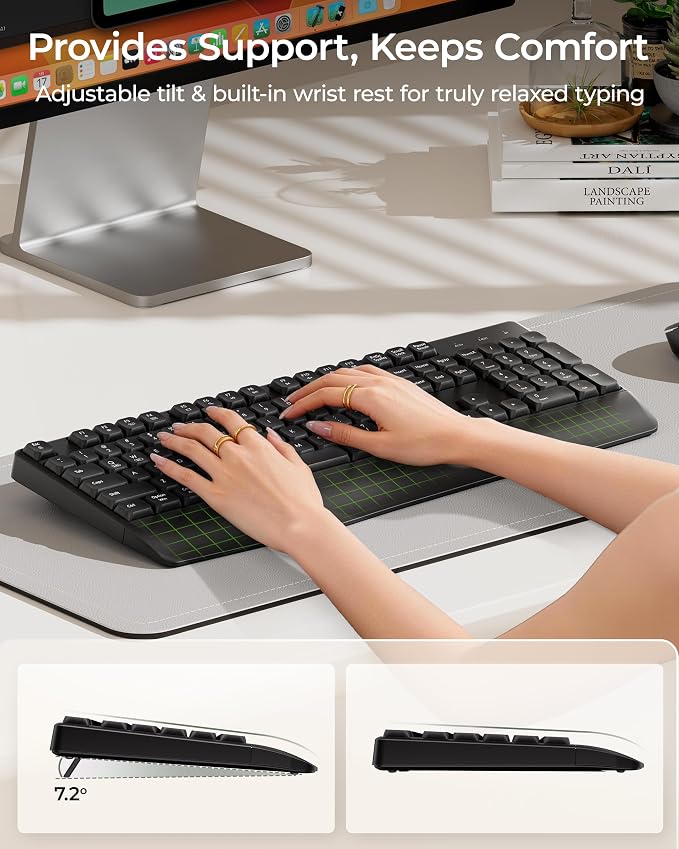 seenda COE200 Wireless Bluetooth Keyboard and Mouse Combo with Wrist Rest - Image 4