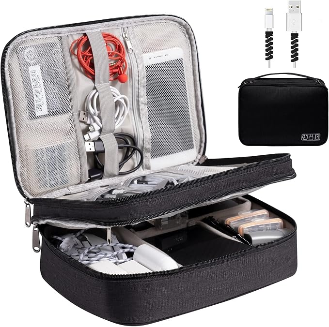 OrgaWise Electronics Organizer, Electronic Accessories Bag Travel Cable Organizer Three-Layer for iPad Mini, Kindle, Hard Drives, Cables, Chargers by OrgaWise