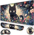 Canjoy Desk Mat with Wrist Rest, Desk Pad for Keyboard and Mouse 4-in-1 Kawaii Anime Mouse Pad + Keyboard Wrist Rest Support+ Coaster(35.4×15.7 in) Memory Foam Non-Slip Desk Mat for Home Office by Canjoy