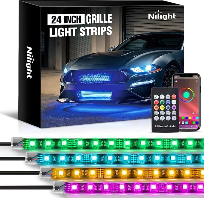 Nilight 4PCS 24" RGB LED Grille Light Strips with APP & Remote Control by Nilight