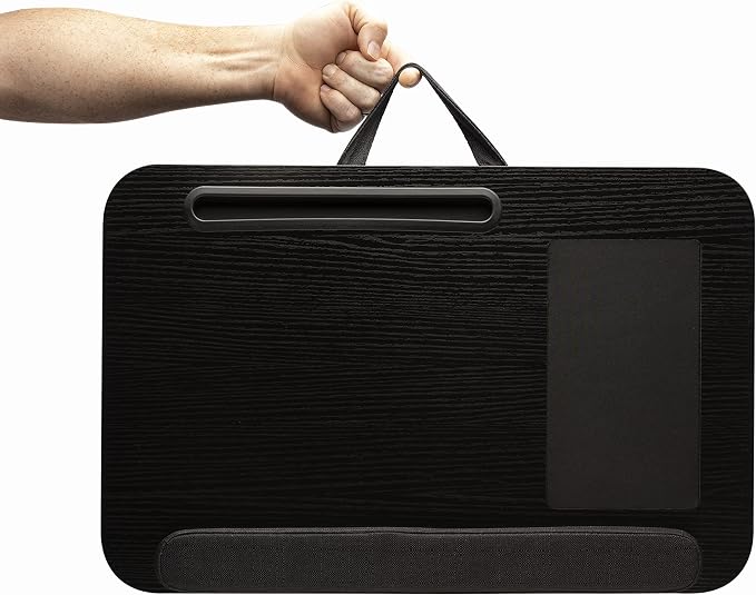 Prestige Import Group Portable Lap Desk with Built-in Mouse Pad, Wrist Pad, Tablet Holder, Cushioned Bottom in Black Oak - Fits up to 17" Laptops - Image 4