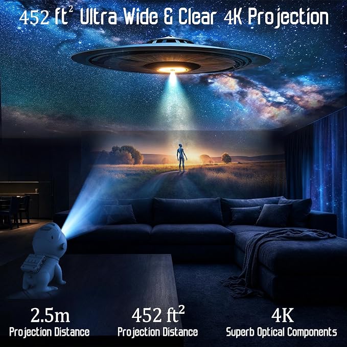 Upgraded Planetarium Projector with White Noise & Bluetooth Speaker, Astronaut Space Light Galaxy Projector for Bedroom, Ceiling Star Night Lights for Kid Adult Mood Lighting with Timer, Bedroom Decor - Image 5