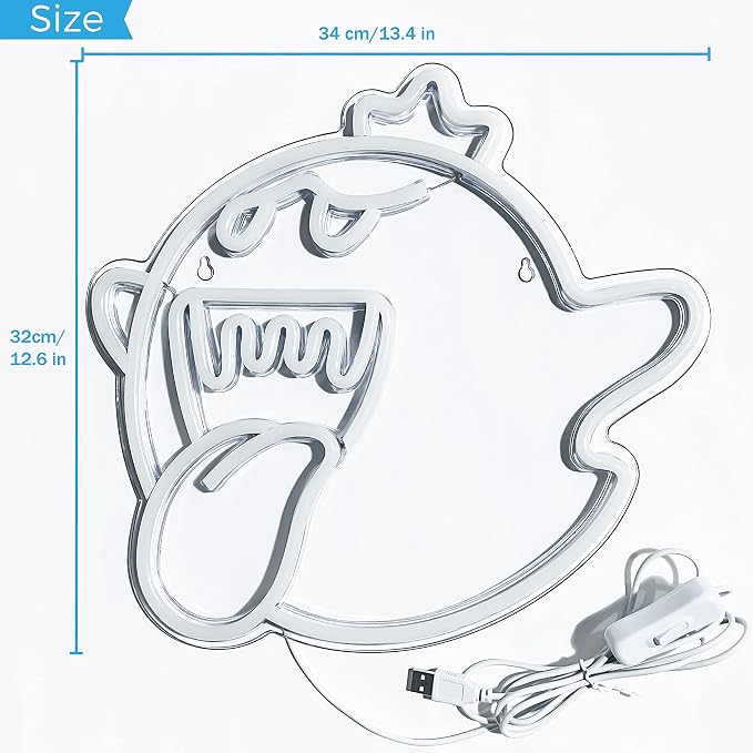 Neon Sign King Boo The Ghost Face LED Neon Light Mario Lamp Acrylic Sign for Game Room Decor Gaming Light Accessory Gifts for Boy Room Decor (White) - Image 2