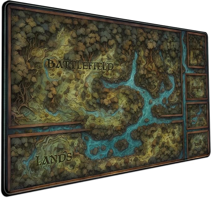Game Forest Large Mouse Pad XXL Green Map Playmat for MTG Adventure Gaming Deskpad Desk Mat for Keyboard and Mouse Mat with Stitched Edges Anti-Slip Funny Desk Pad, 31.5 X 15.8 in by Mechanical+Cattle