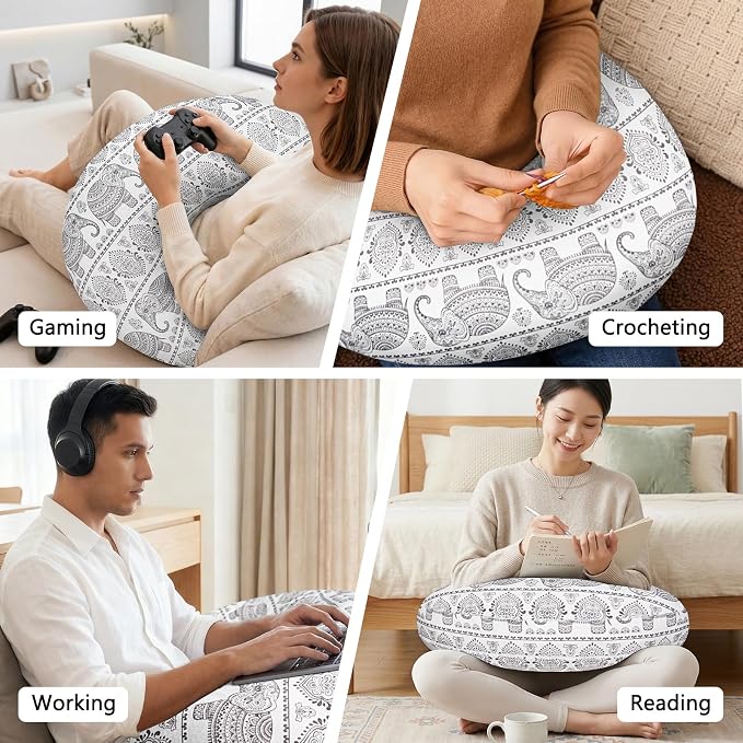 Crafting Pillow for Crocheting, Crochet Pillow for Lap Support, 12 Fun Print Styles, Ergonomic Arm Support, For Bed, Floor, Chair Comfort, Pain Relief and Fatigue for Gaming and Woking (elephant) - Image 5