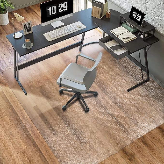 Clear Chair Mat, TYDLE 50" x 65" Large Office Chair Mat for Hard Floor, Vinyl Floor Mat for Gaming Chairs, Slip Resistant Floor Protector Rolling Computer Desk Mat for Hardwood Floor, Clear by TYDLE