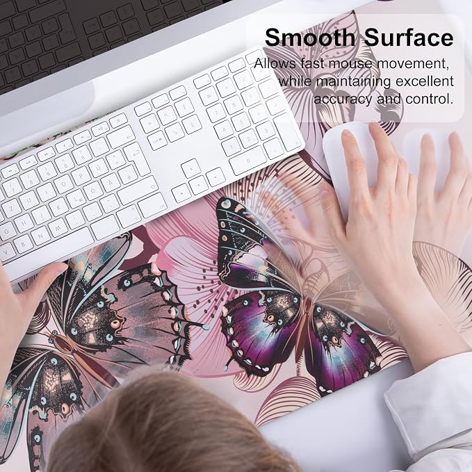 QiyI PU Leather Large Mouse Pad, Office Decor, 31.5" x 15.7", Butterflies | Desk Décor Accessories, Extended Size, Waterproof & Easy to Clean, Smooth Surface, Non Slip Desk Organization - Image 5
