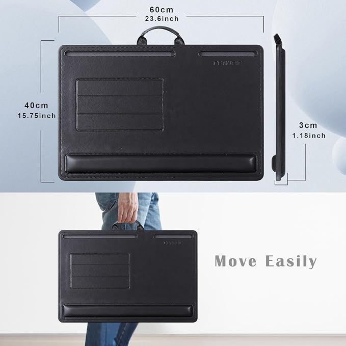 CENNBIE Leather Lap Desk with Memory Foam Cushion 24x16 Inches (Black) - Image 2