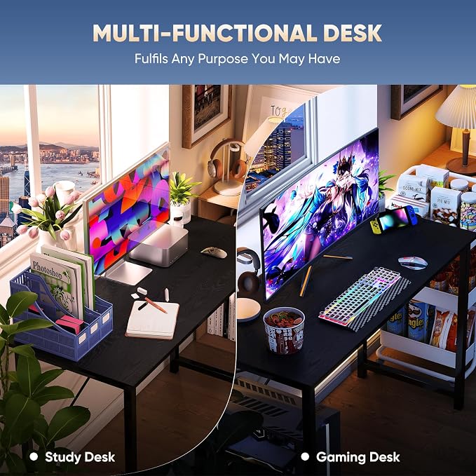 DUMOS 47 Inch Small Computer Desk, Gaming Desks for Home Office Bedroom - Image 4