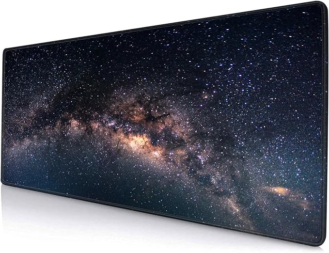Large Gaming Mouse Pad with Stitched Edges, Galaxy Desk Mat, Extended XL Keyboard Pad, Non-Slip Rubber Base Desk Pad for Keyboard and Mouse, 31.5X11.8 inch by SANWUMIAN