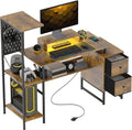 HOMCOM 56" Gaming Desk Monitor Stand Power Outlets LED Lights, Rustic Brown | Computer Desk, Storage Shelves, Fabric Drawers, 2 CPU Stands, Pegboard, Home Office by HOMCOM