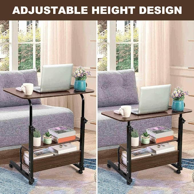 Adjustable Movable Standing Desk on Wheels Brown 31.5 * 15.7 Inch - Image 3