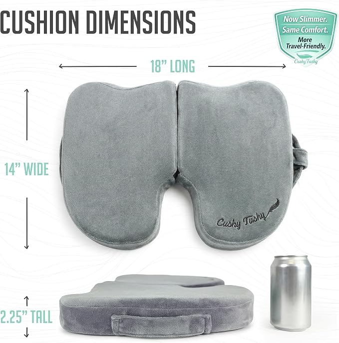 Cushy Tushy Premium Slim Foldable Travel Seat Cushion - for Relief of Lower Back, Sciatic, Butt and Tailbone Pain - for Home & Office Use, Perfect for Travel or Driving - Slim Coccyx Seat Cushion - Image 3