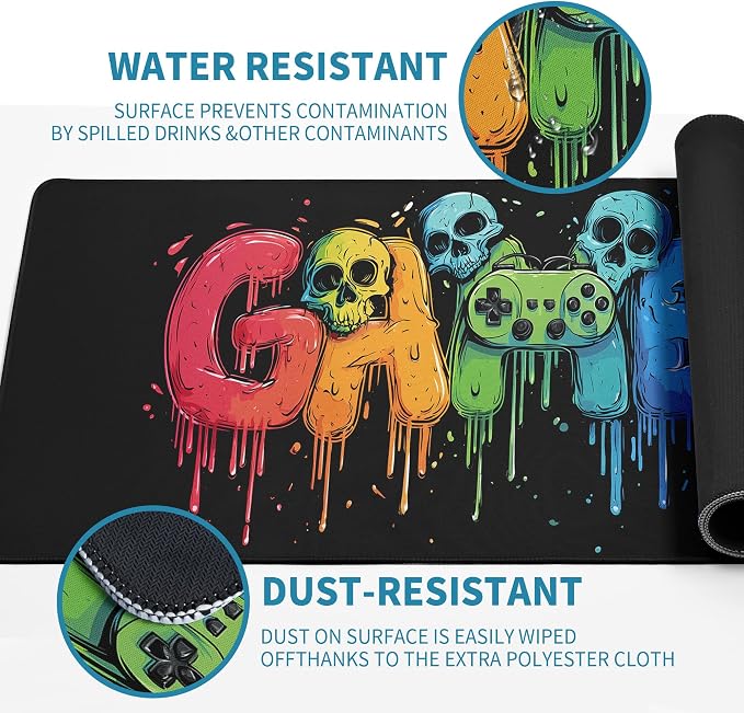 Gaming Mouse Pad Mat XL Extended Large Gaming Desk Pad Mousepad, Vibrant Game Computer Laptop Keyboard and Mouse Mat, Office Desk Decor Mousepad Deskmat with Stitched Edges Mat - Image 6