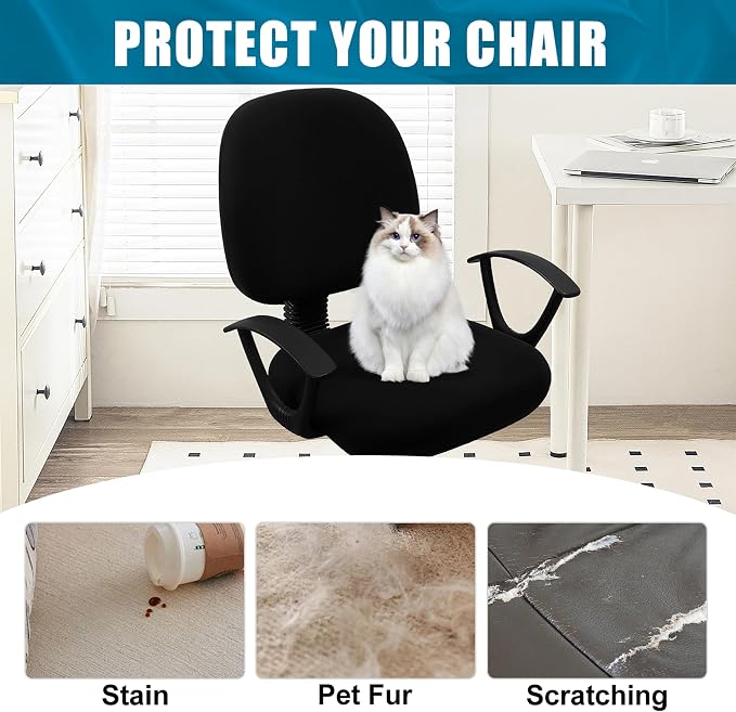 Smiry Stretch Printed Office Computer Desk Chair Covers for Seat & Backrest | Stretch Fit, Soft Fabric Universal Washable Removable, Anti-Dust Rotating Chair Slipcovers Protector - Image 8