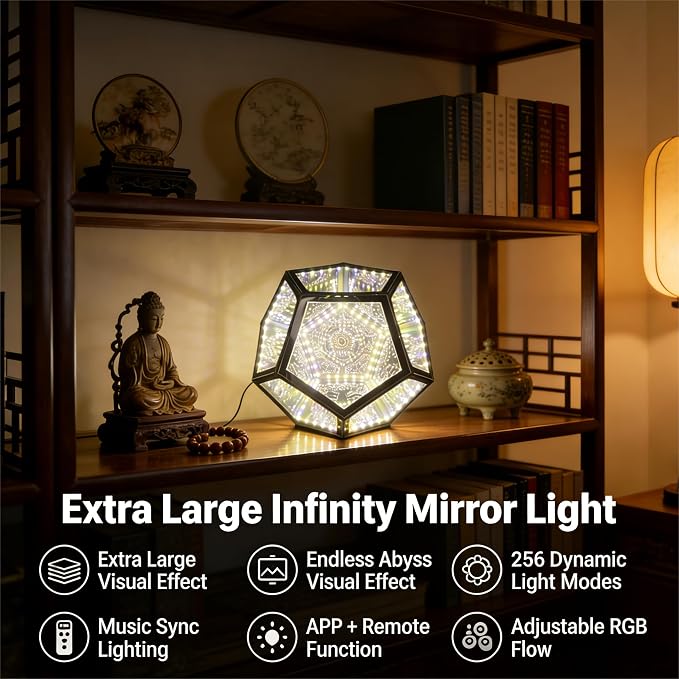 Extra Large Infinity Dodecahedron Mirror Light, RGBW Abyss Lamp - Image 11