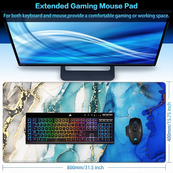 Canjoy Gaming Mouse Pad, 31.5x15.7in Large Mouse Pads for Desk Keyboard Pad | Desk Mat for Keyboard and Mouse Computer Big Full Size Desk Pad with Non-Slip Rubber Base and Stitched Edge for Home Office - Image 2
