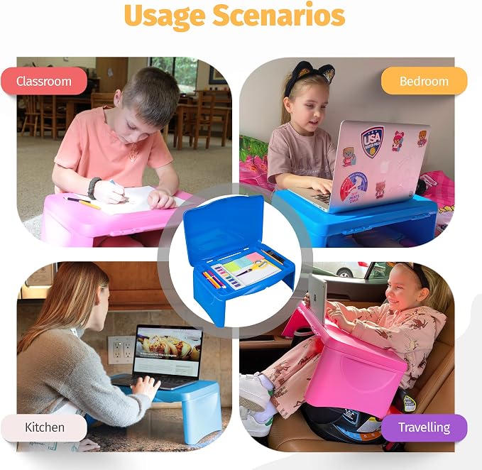 Aerolife Folding Lap Desk - Foldable Table for Work, Study, Gaming, Arts, Crafts, School - Collapsible Laptop Tray with Storage Compartment - Portable Writing Station for Kids, Adults (Blue) - Image 6