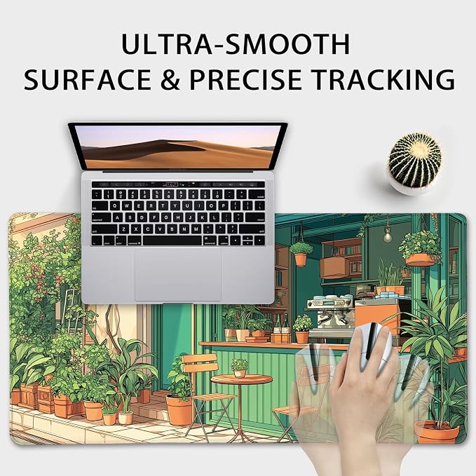 Japanese Coffee Shop Gaming Mouse Pad Desk Mat 31.5"x15.7" | Extended Mousepad, Non-Slip Rubber Base , Stitched Edges, for Computer/Laptop/Office/Home - Image 5