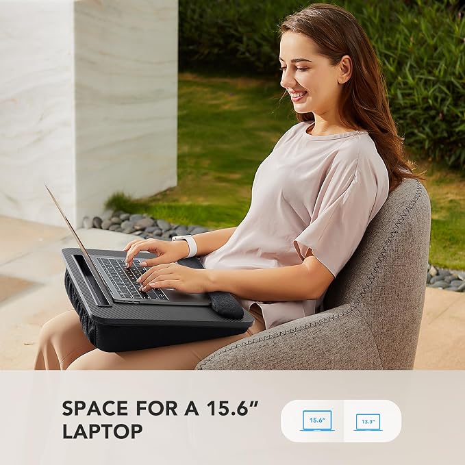 HUANUO Laptop Lap Desk with Cushion, Fit up to 15.6" Laptop, Black - Image 2