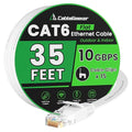 CableGeeker Cat 6 Flat Ethernet Cable 35ft, 10Gbps, White by CableGeeker