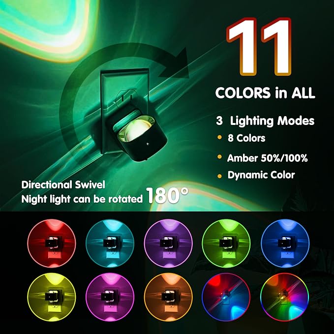 L LOHAS LED Night Light Projector, Color Changing Plug in Night Light RGB - Image 3