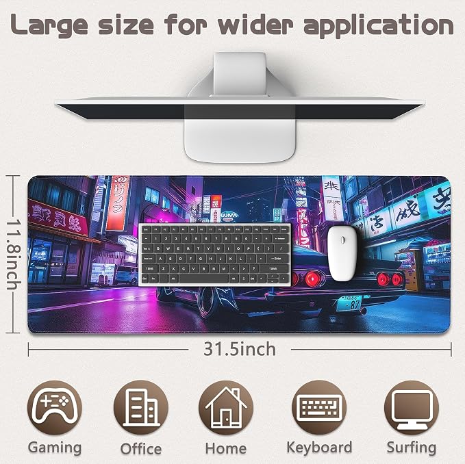 Gaming Mouse Pad - (31.5"×11.8") Sports Car Large Mouse Pads for Desk - Desk Mat for Keyboard and Mouse with Non-Slip Base, Desks Pad Matfor Game/Office & Home - Image 5