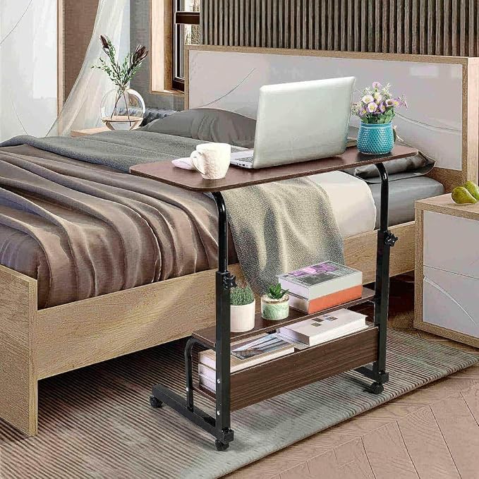 Adjustable Movable Standing Desk on Wheels Brown 31.5 * 15.7 Inch - Image 6